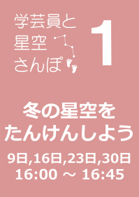 1月の学芸員と星空さんぽ「冬の星空をたんけんしよう」